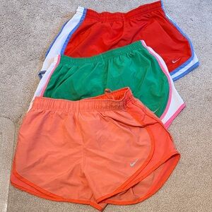 Nike Dry Fit Size Small Athletic Shorts Bundle- Red, Green, Orange